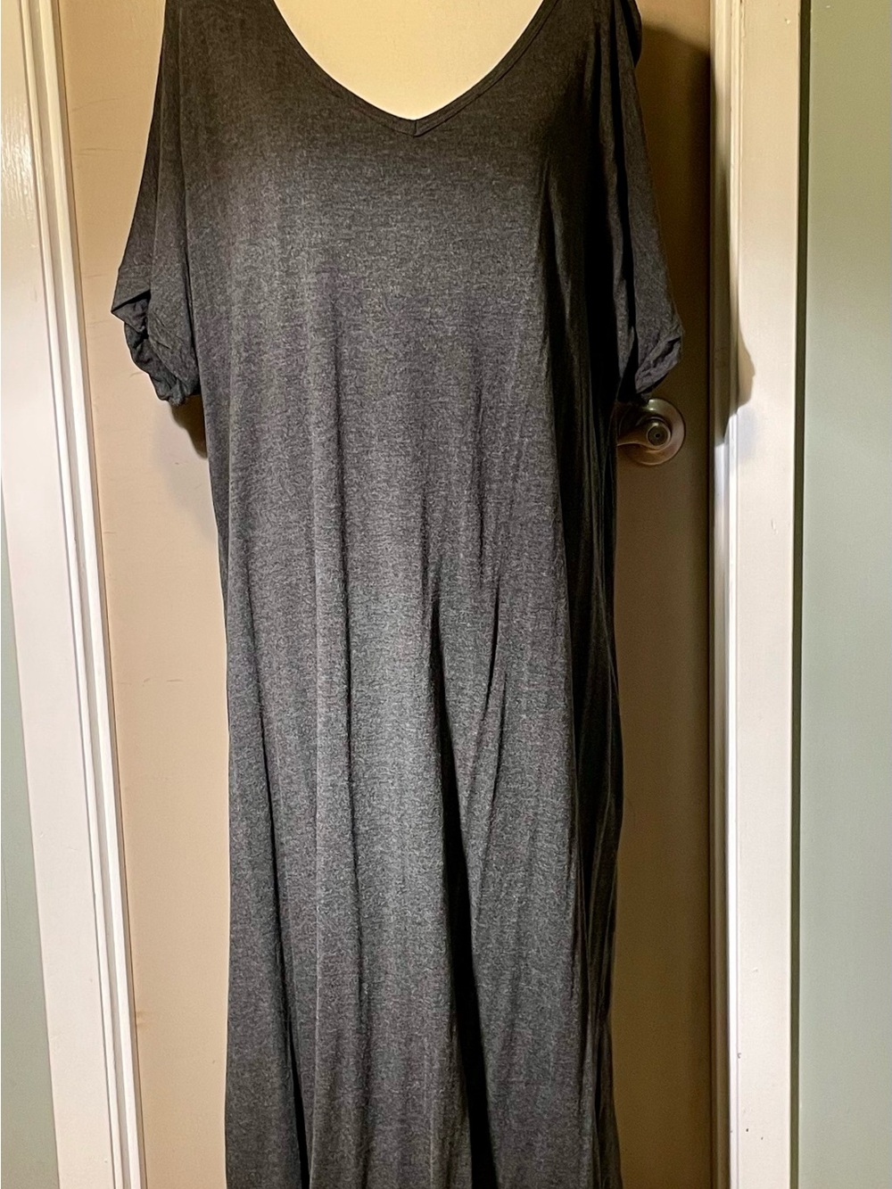 Annabelle Charcoal Gray V-Neck Maxi Dress